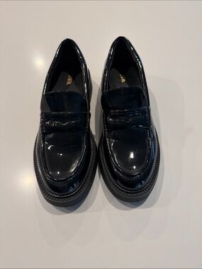 Zara Black Patent Leather Loafers